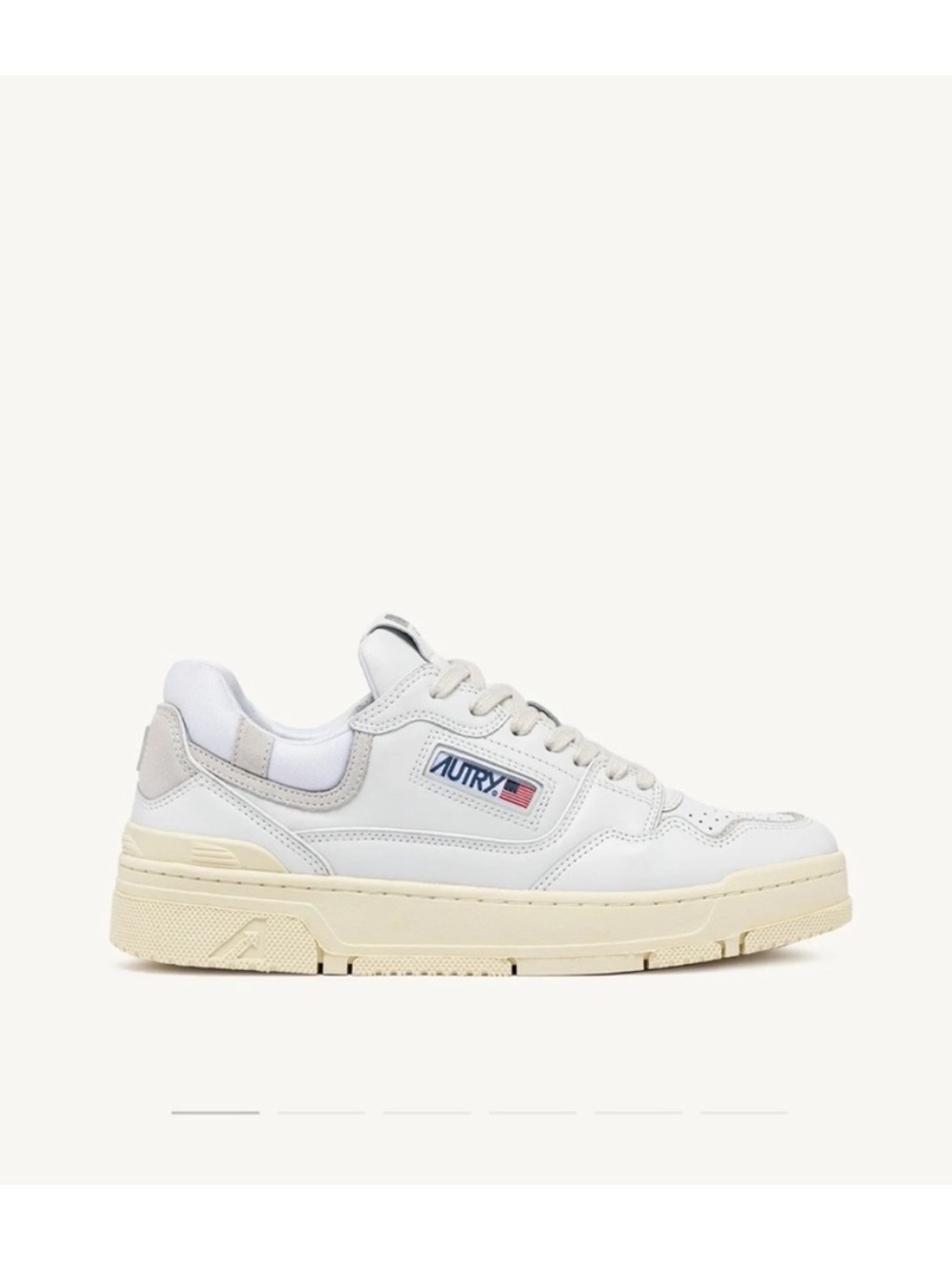 Autry White Low-Top Leather Sneakers with Cream Sole